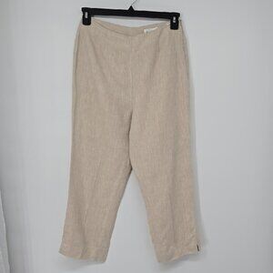 David N Beige Linen Hanky Hem Pants